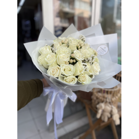 Vip İthal athena Beyaz Gül Buketi